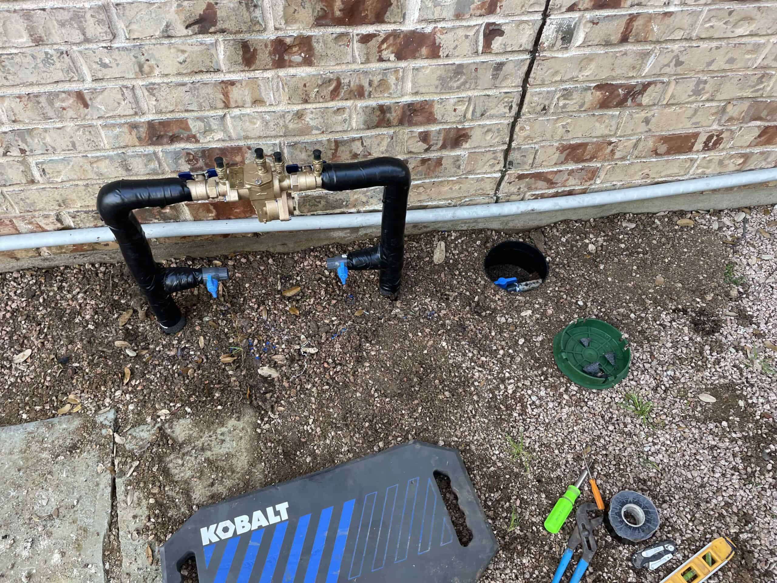An irrigation system undergoing a maintenance/repair.
